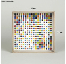 Quadratisches Mosaiktablett mit Holzrahmen, 27 cm