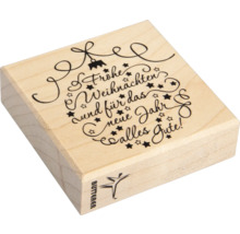 Tampon en bois avec vœux de Noël