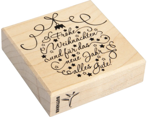 Tampon en bois avec vœux de Noël