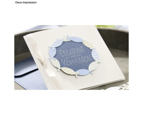 Dekorierte Einladungskarte zur Kommunion mit Fischmotiv