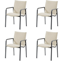 Quatre chaises de bureau avec accoudoirs et revêtement en tissu