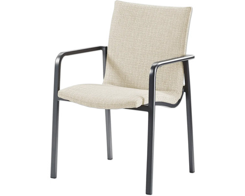 Chaise de jardin avec accoudoirs et revêtement textile