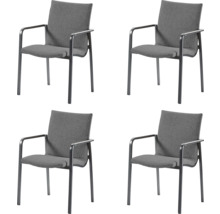 Quatre chaises avec accoudoirs et revêtement en tissu