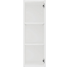 Intérieur d'une étagère ouverte avec deux tablettes