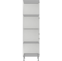 Armoire haute avec plusieurs étagères et pieds
