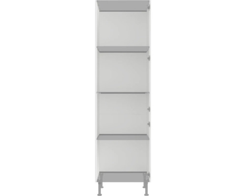 Armoire haute avec plusieurs étagères et pieds