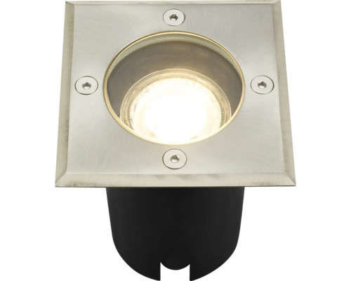 Boden-Einbauleuchte IP67 1-flammig Ø 10/9 cm Baxa eckig edelstahlfarben 230V Quadratische Bodeneinbauleuchte