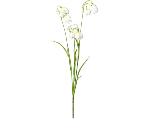 Künstliches Schneeglöckchen mit grünen Stielen und Blättern