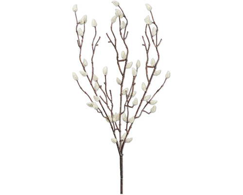 Kunstblume Weidekätzchenzweig Kunststoff H 71 cm naturbelassen Dekorativer künstlicher blühender Zweig zur Innendekoration