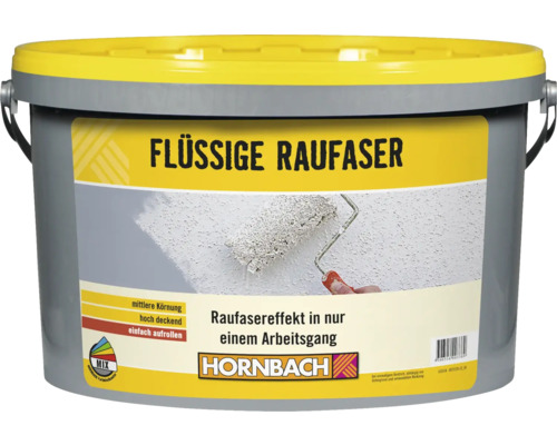 Peinture murale papier ingrain liquide HORNBACH à faire mélanger dans le coloris souhaité Seau de fibres murales liquides de Hornbach