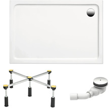Receveur de douche rectangulaire avec garniture d''écoulement et pieds