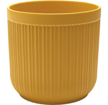Gelber Pflanztopf mit gerippter Textur