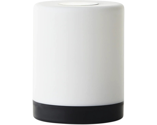 Zylindrische Tischleuchte mit schwarzem Sockel