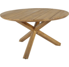 Runder Gartentisch aus Holz mit Kreuzfuß