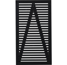 Volet en bois avec des lamelles horizontales et un design triangulaire