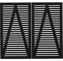 Deux éléments noirs de protection visuelle avec structure à lamelles