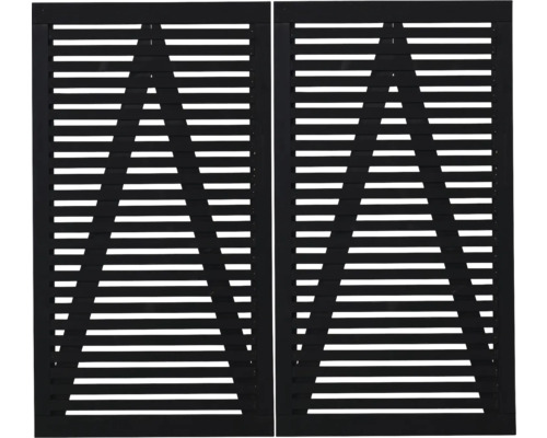 Portail double PLUS Tokyo 200 x 180 cm noir Deux éléments noirs de protection visuelle avec structure à lamelles