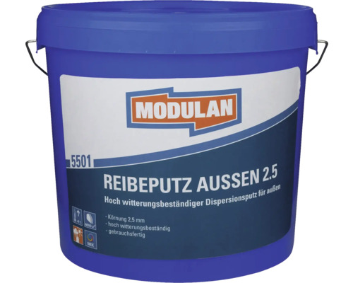 Crépi taloché extérieur MODULAN 5501 à faire mélanger dans le coloris souhaité Seau de crépi ribé extérieur 2.5 de Modulan pour l''extérieur