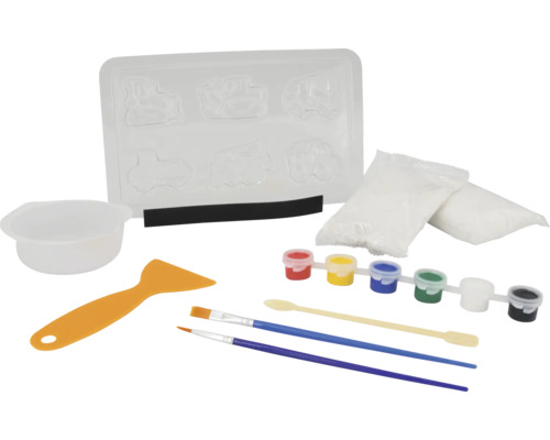 Gipsfiguren-Gießform-Set mit Gips, Farben, Pinsel und Werkzeugen zum Basteln