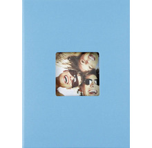 Blauer Bilderrahmen mit Foto von drei Personen