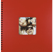 Album photo rouge avec reliure spirale et fenêtre photo carrée