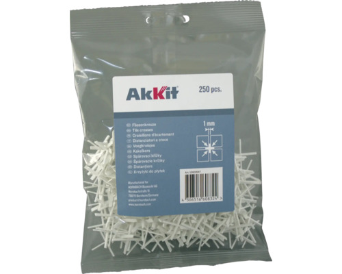Akkit Fliesenkreuze, 1 mm, 250 Stück, im Beutel