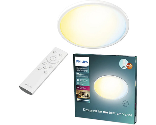 Plafonnier Philips avec télécommande, LED 32 watts, 4100 lumens, lumière chaude à froide