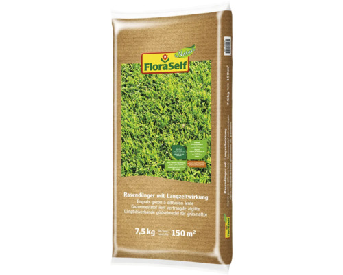 Sac d''engrais pour gazon à diffusion lente FloraSelf, 7,5 kg pour 150 mètres carrés