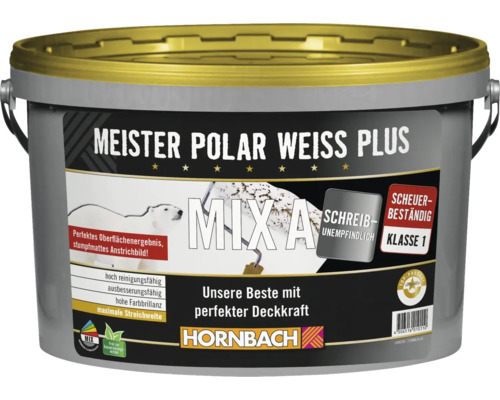 HORNBACH Meister Polarweiß Plus konservierungsmittelfrei im Wunschfarbton mischen lassen Eimer mit Meister Polar Weiss Plus Innenfarbe