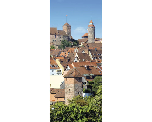 Panneau mural de douche SCHULTE DecoDesign Nürnberger Burg droite 255 x 100 cm D190102523 8134 Vue du château de Nuremberg sur les toits de la ville.