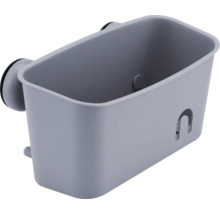 Panier de douche gris avec ventouses pour rangement de salle de bain.