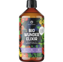 Engrais liquide biologique pour tomates et herbes aromatiques en bouteille.