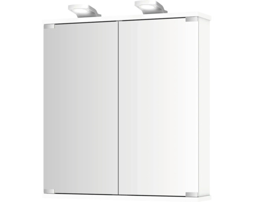 Armoire de salle de bain avec deux portes et éclairage