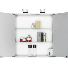 Armoire de toilette ouverte avec étagères en verre pour ranger les articles de salle de bain