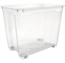 Boîte de rangement transparente en plastique avec roulettes