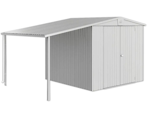 Toit latéral biohort remise à outils Europa 4/5 150 x 228 cm argent métallique Abri de jardin en métal avec auvent pour ranger outils de jardin et outils
