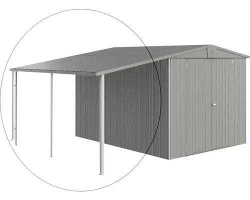 Toiture latérale biohort Europa taille 6/7 150 x 300 cm gris quartz-métallique Abri de jardin métallique avec annexe