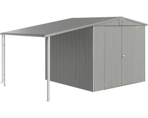 Toiture latérale biohort Europa taille 4/5 150 x 228 cm gris quartz-métallique Abri de jardin métallique avec annexe pour outils de jardin et outils