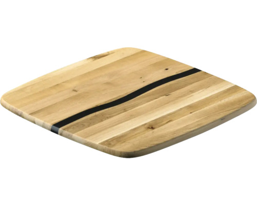 Planche carrée en bois avec remplissage en résine époxy noire