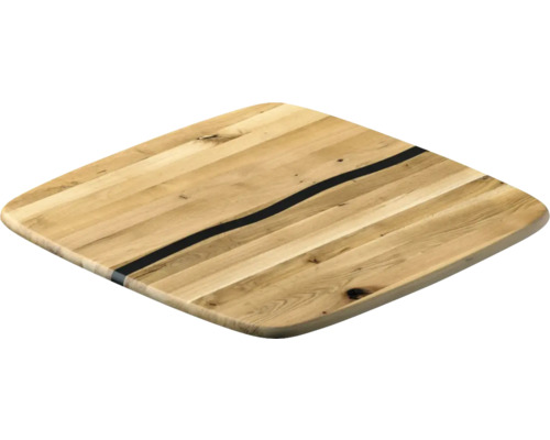 Plateau carré en bois avec remplissage en résine époxy noire