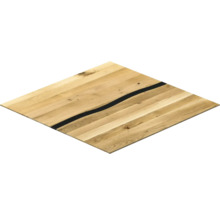 Plateau de table en chêne avec accent noir incrusté