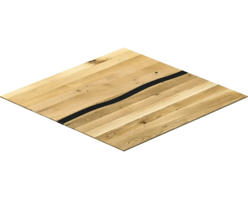 Plateau de table en chêne avec accent noir incrusté