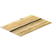 Plateau de table en bois avec remplissage en résine noire