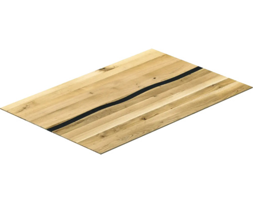 Plateau de table en bois avec remplissage en résine noire