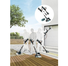 Illustration einer elektrischen Bürste für die Reinigung von Oberflächen im Aussenbereich.