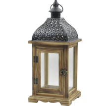 Lanterne décorative en bois avec insert métallique pour l''intérieur