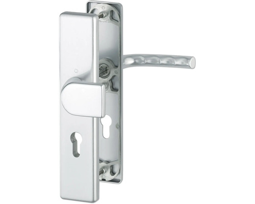 Schutz-Wechselgarnitur PZ Hoppe 3841104 Birmingham 78G/2221A/2440/1117 Lochabstand 72 mm F1 Alu eloxiert Türbeschlag mit Drückergarnitur und Schlüsselrosette