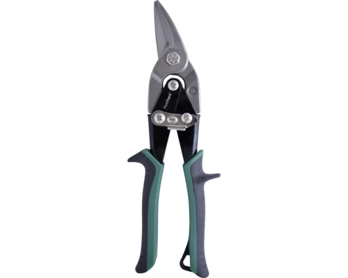 Blechschere mit geformten Griffen für besseren Halt.