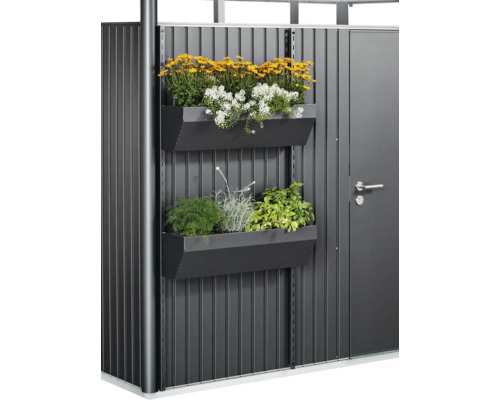 Ensemble jardinière biohort Flora Board 82x25x188 cm gris foncé métallique Armoire de jardin avec jardinières et plantations