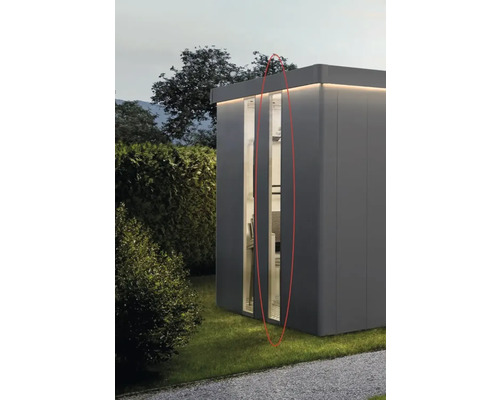 Panneau lumineux teinté biohort pour abri de jardin Neo 28 x 207 cm gris quartz métallique Abri de jardin moderne avec portes coulissantes et éclairage